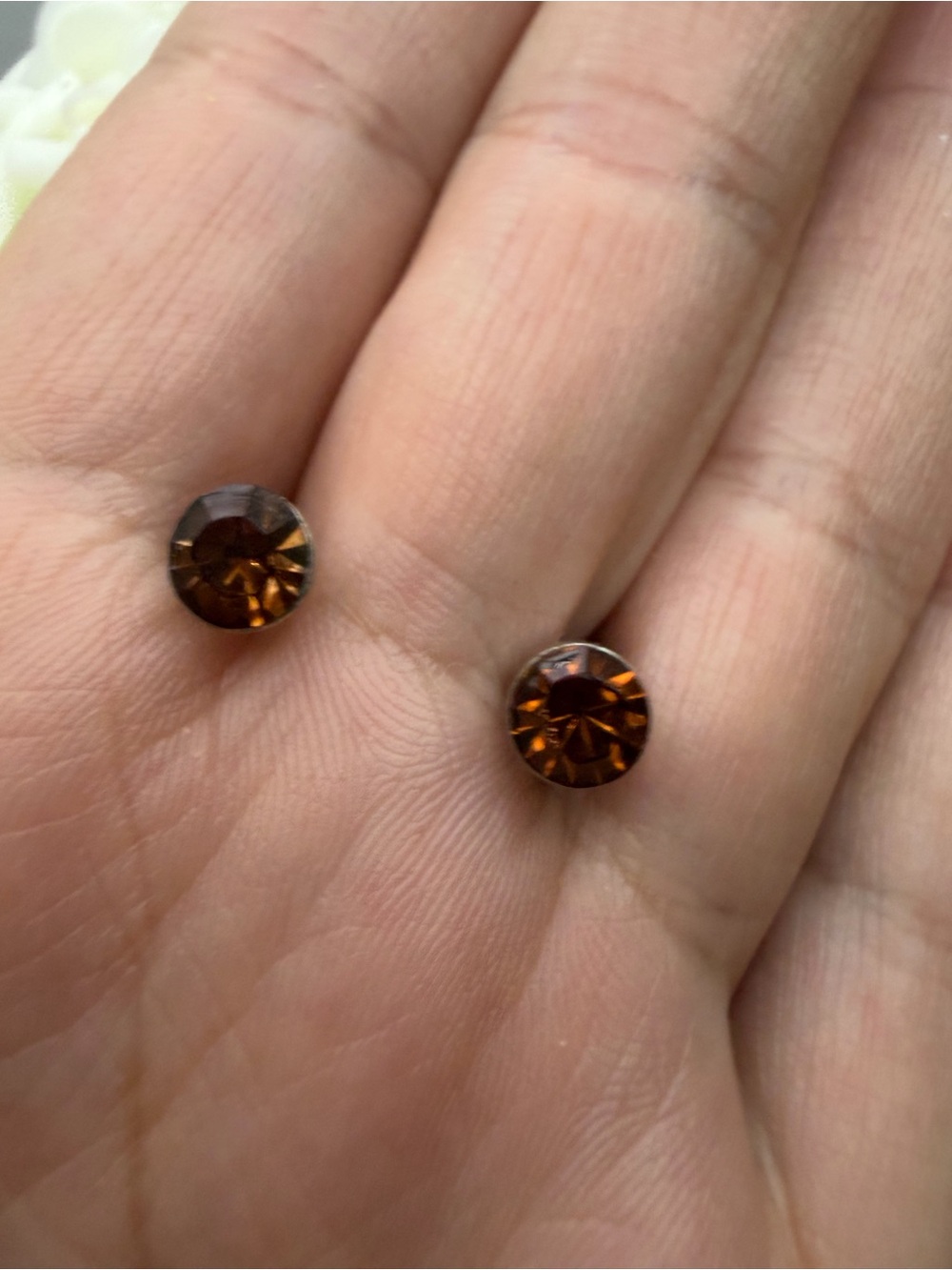 Classic Brown Crystal Stud Earrings - Women Jewelry